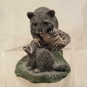 Vintage Resin RACCOON & Kit Figurine 2.5" x 2.25" (48C)